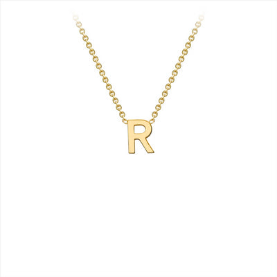 9K Yellow Gold 'R' Initial Adjustable Necklace 38cm-43cm