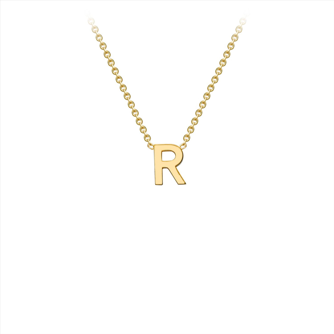 9K Yellow Gold 'R' Initial Adjustable Necklace 38cm-43cm