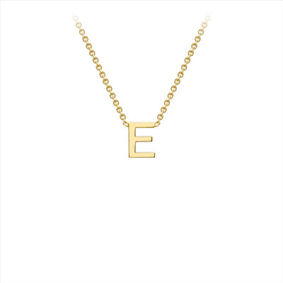 9K Yellow Gold 'E' Initial Adjustable Necklace 38cm-43cm