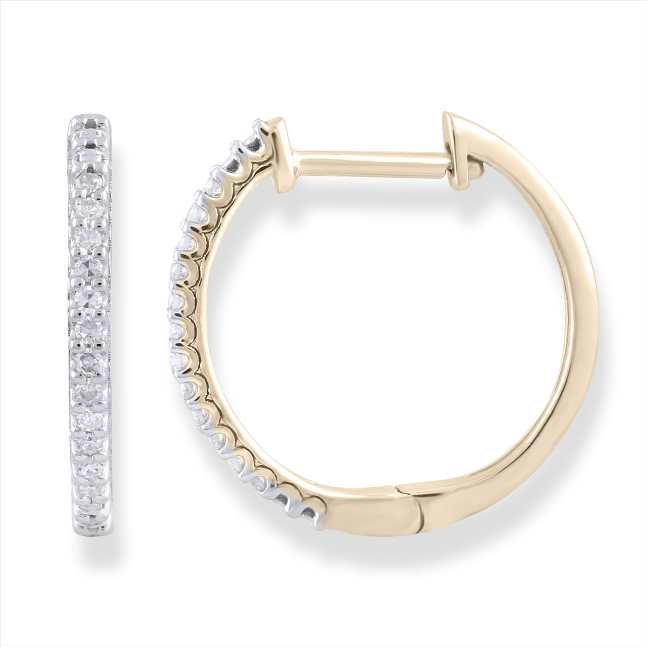 Hoop Earrings with 0.1ct Diamonds in 9K Yellow Gold