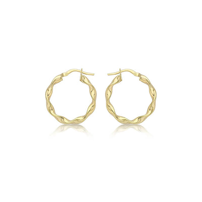 9K Yellow Gold 22.5mm Twist Hoop Creole Earrings