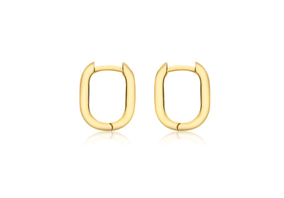 9K Yellow Gold Small Rectangle Creole Earrings 13.5mm