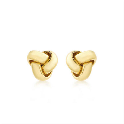 9K Yellow Gold 8mm Knot Stud Earrings