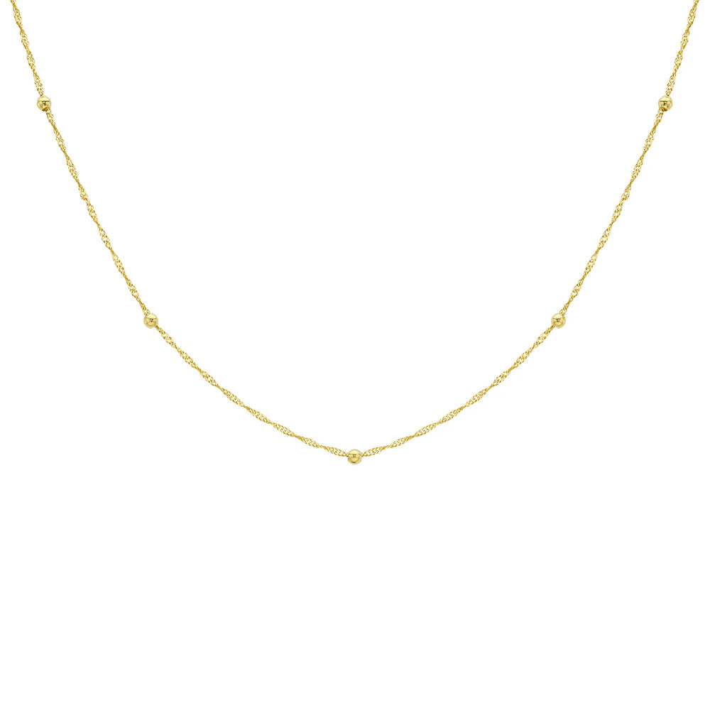 9K Yellow Gold Solid Ball Twist Necklace 45cm