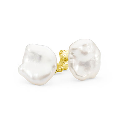 9k Yellow Gold Keshi Freshwater Pearl Studs