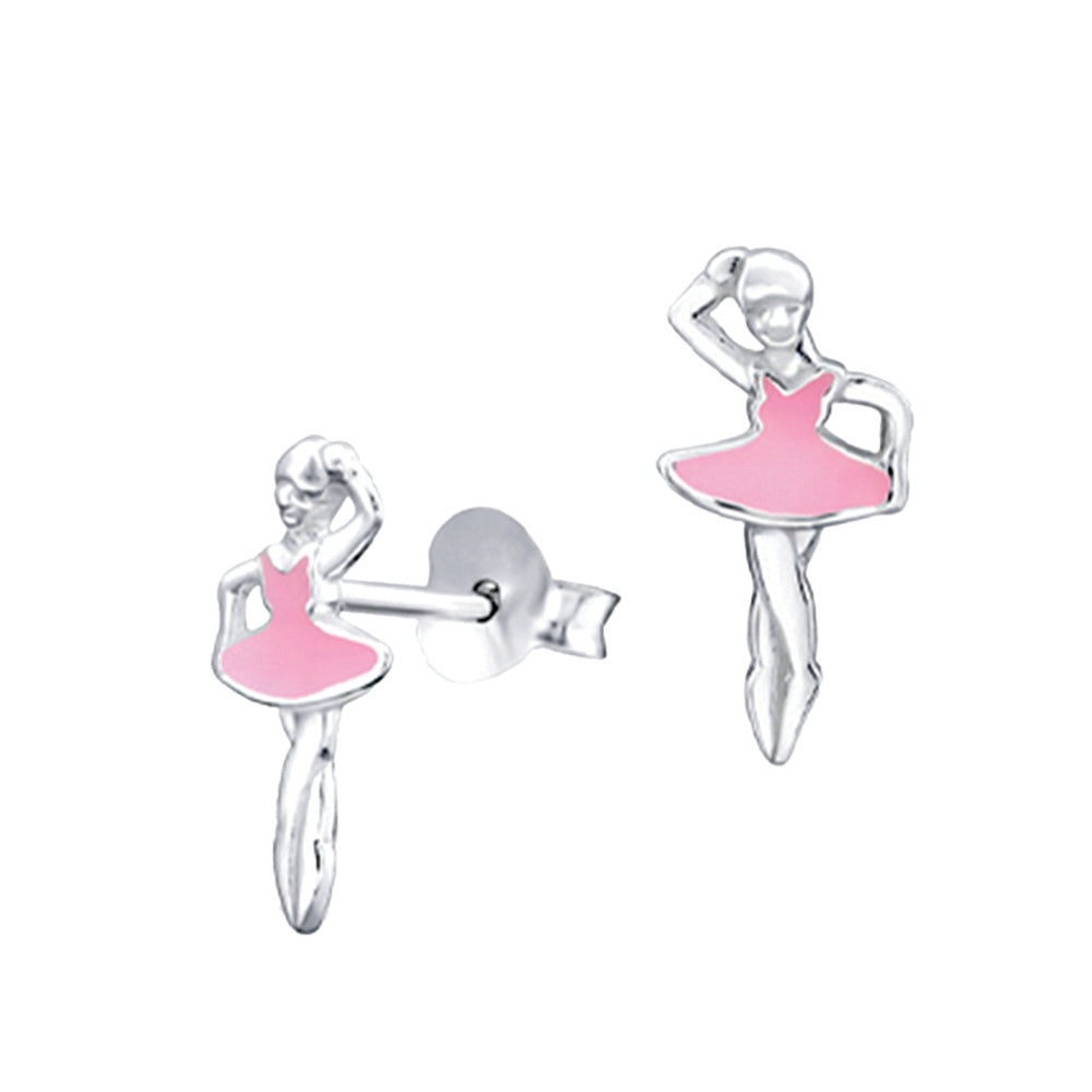 Sterling Silver Ballerina Stud Earrings