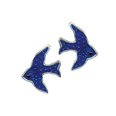 Sterling Silver Blue Bird Stud Earrings